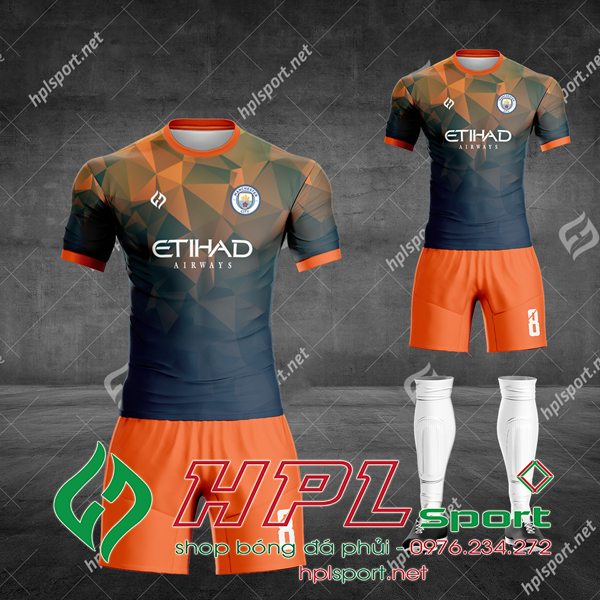 Hình ảnh Áo bóng đá câu lạc bộ tự thiết kế tại HPL Sport màu cam đẹp