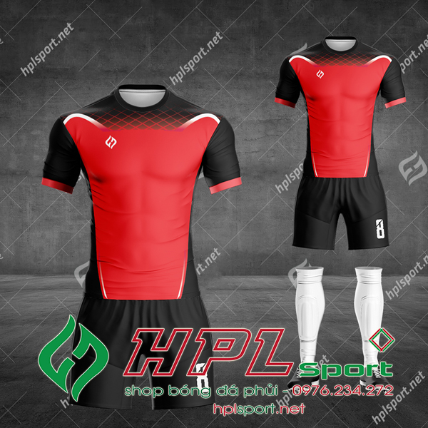 Hình ảnh Áo bóng đá không logo tự thiết kế HPL- 43 màu đỏ