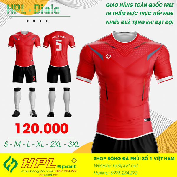 Hình ảnh Mẫu áo bóng đá tự thiết kế không logo màu đỏ đẹp tại HPL Sport
