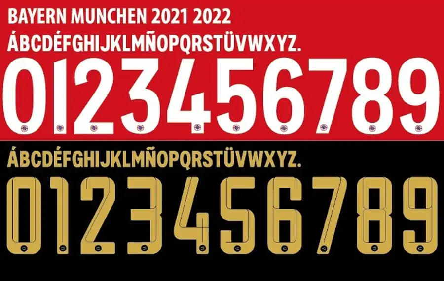 Hình ảnh Font số áo đẹp dành cho áo câu lạc bộ Bayern tại HPL Sport