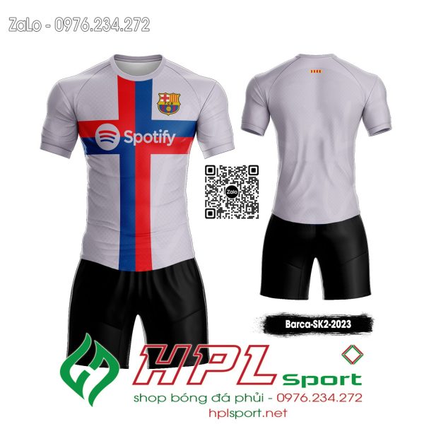 Mẫu áo đá banh CLB Barca sân khách màu trắng
