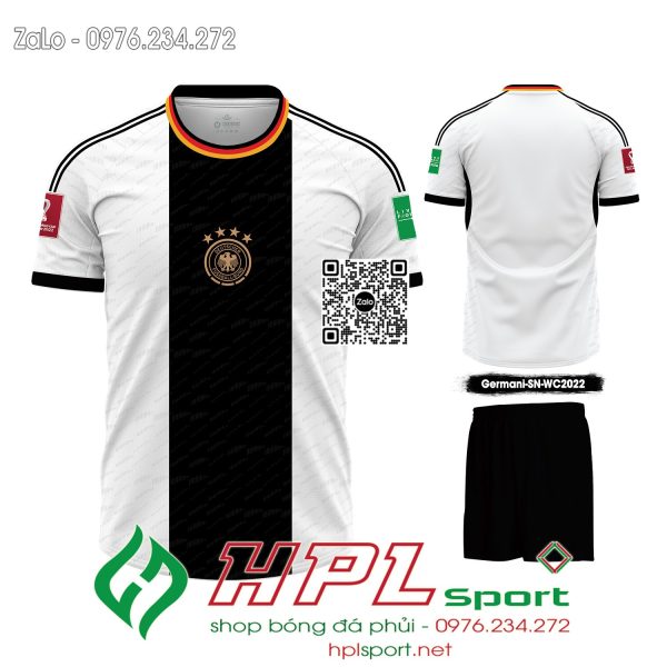 Mẫu áo đấu đội tuyển Đức sân nhà trắng phối đen