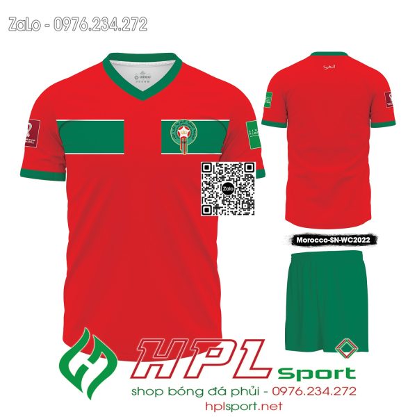 Mẫu áo đấu đội tuyển Morocco sân nhà màu đỏ