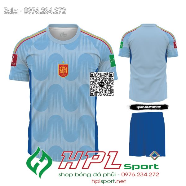 Mẫu áo đấu đội tuyển Tây Ban Nha sân khách màu xanh MC