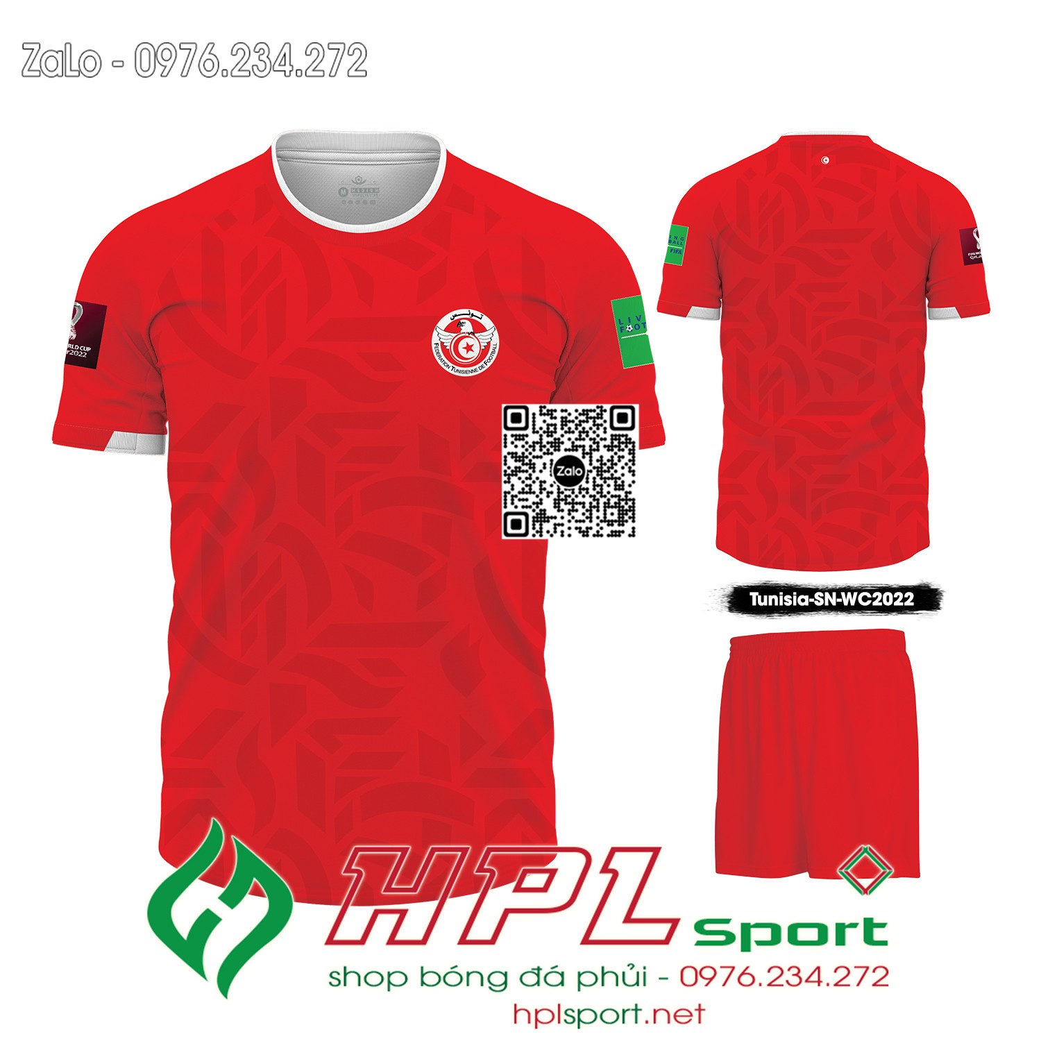 Mẫu áo đấu đội tuyển Tunisia sân nhà màu đỏ
