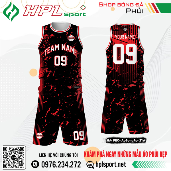 Quần áo thi đấu bóng rổ thiết kế màu đen- đỏ độc lạ